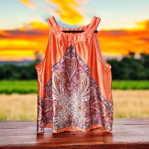 LANE BRYANT Plus Size Sleeveless High Neck Paisley Print Tank Top Size 22